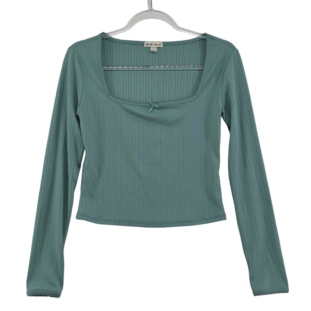 Derek Heart Y2K Ribbed Crop Feminine Casual Top Womens M
